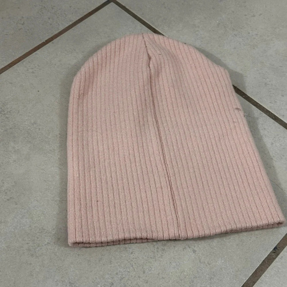 Time and tru Women Ribbed Winter Beige/pink beanie one size - Picture 2 of 5
